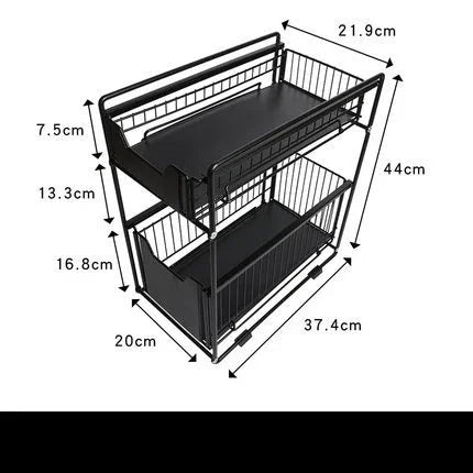 Under The Kitchen Sink Storage Rack Drawer Type Can Be Pushed and Pulled Under The Cabinet Telescopic Double Shelf